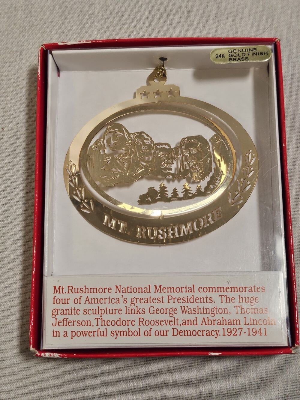 Nation’s Treasures MT.Rushmore Memorial Genuine 24K Gold Finish Brass Ornament